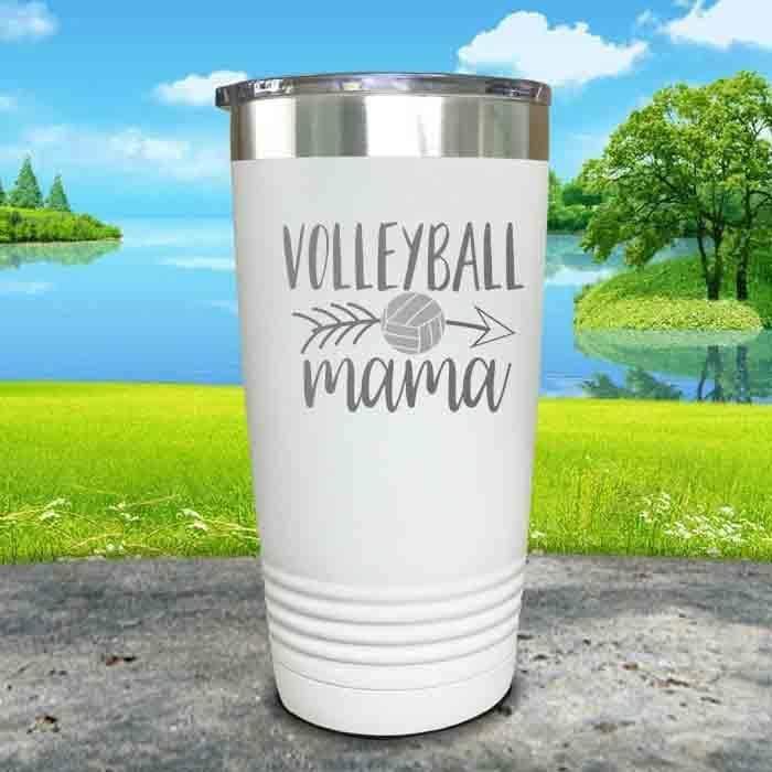 Volleyball Mama Engraved Tumbler Tumbler ZLAZER 20oz Tumbler White 