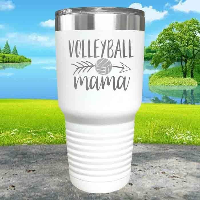 Volleyball Mama Engraved Tumbler Tumbler ZLAZER 30oz Tumbler White 