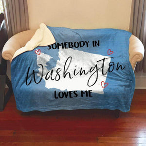 Somebody Loves Me (CUSTOM) Sherpa Blanket Blankets CustomCat Washington 