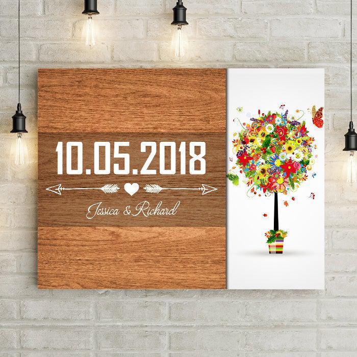 When It Started Love 4 Seasons Tree Wall Art Personalized Canvas Print with Names