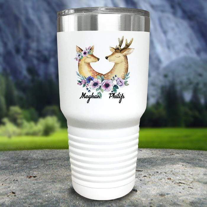 Buck and Doe Personalized Color Printed Tumblers Tumbler Nocturnal Coatings 30oz Tumbler White 