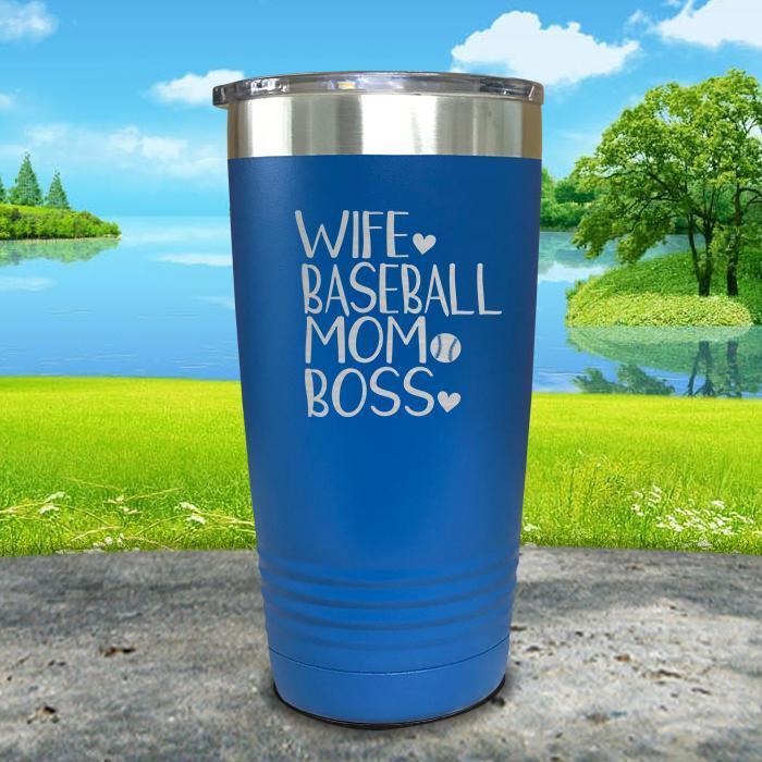 Wife Baseball Boss Engraved Tumbler Tumbler ZLAZER 20oz Tumbler Blue 