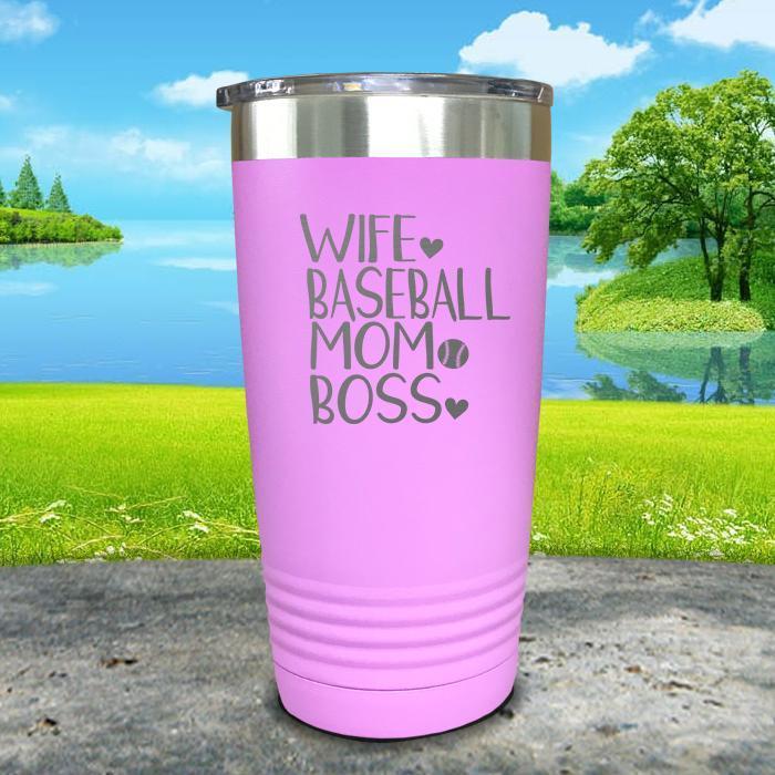 Wife Baseball Boss Engraved Tumbler Tumbler ZLAZER 20oz Tumbler Lavender 