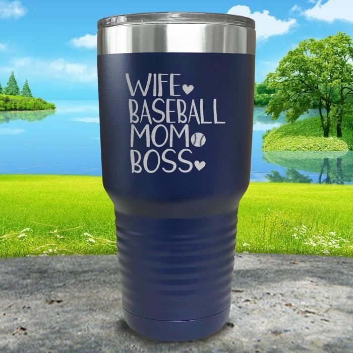 Wife Baseball Boss Engraved Tumbler Tumbler ZLAZER 30oz Tumbler Navy 