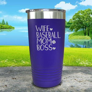 Wife Baseball Boss Engraved Tumbler Tumbler ZLAZER 20oz Tumbler Royal Purple 