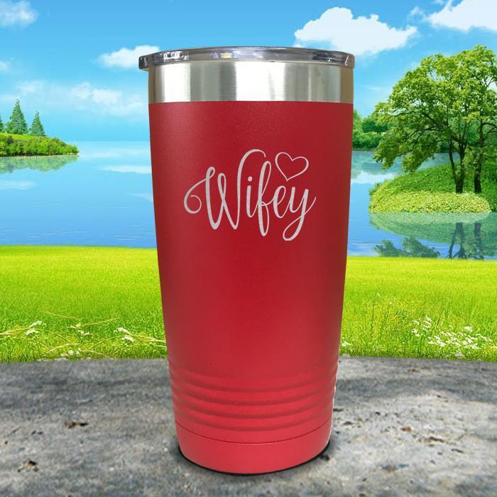 Wifey Engraved Tumbler Tumbler ZLAZER 20oz Tumbler Red 