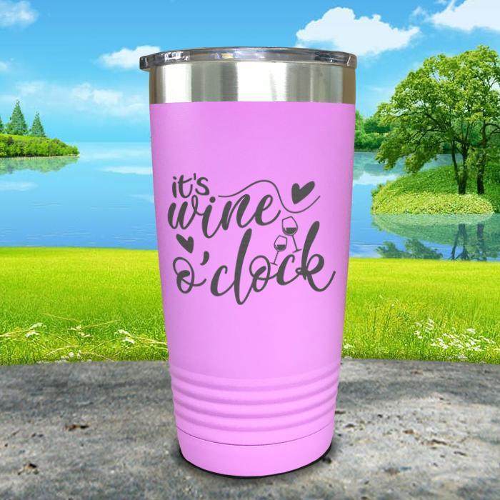 It's Wine O'Clock Engraved Tumbler Tumbler ZLAZER 20oz Tumbler Lavender 