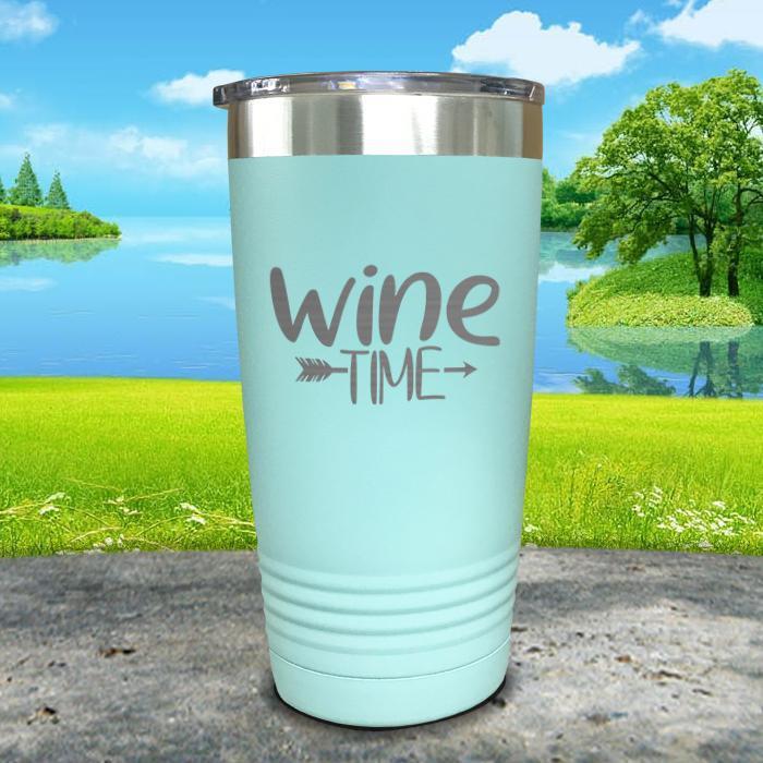 Wine Time Engraved Tumbler Tumbler ZLAZER 20oz Tumbler Mint 