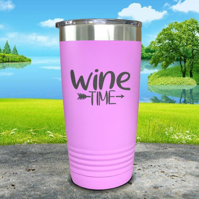 Wine Time Engraved Tumbler Tumbler ZLAZER 20oz Tumbler Lavender 