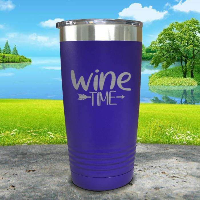 Wine Time Engraved Tumbler Tumbler ZLAZER 20oz Tumbler Royal Purple 