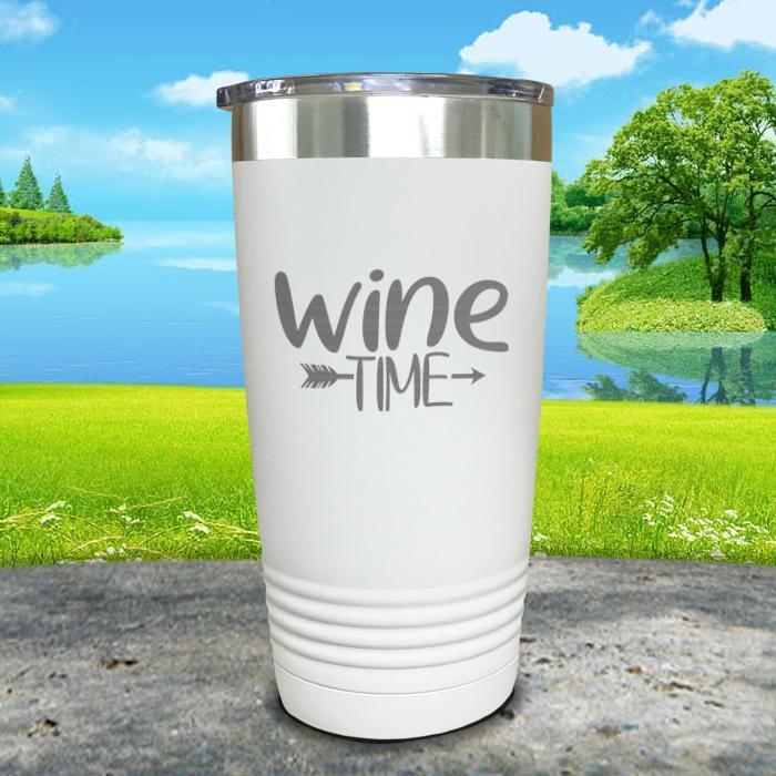 Wine Time Engraved Tumbler Tumbler ZLAZER 20oz Tumbler White 