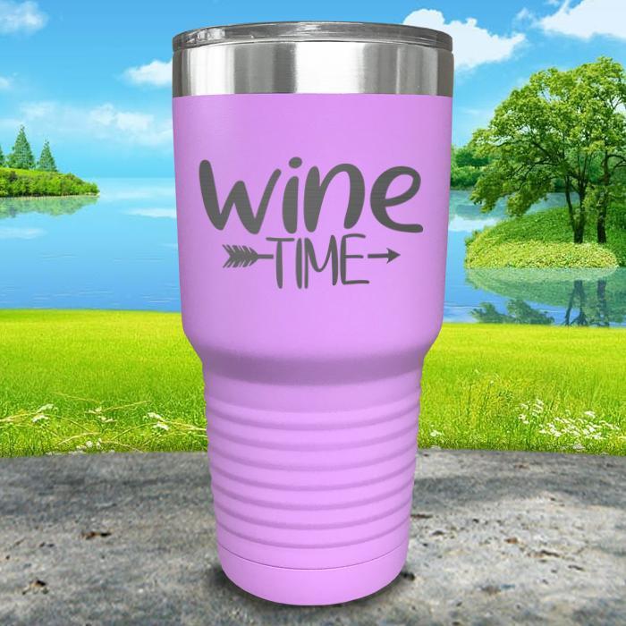 Wine Time Engraved Tumbler Tumbler ZLAZER 30oz Tumbler Lavender 