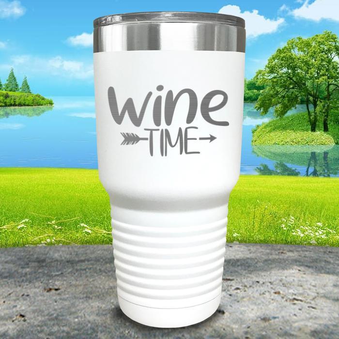 Wine Time Engraved Tumbler Tumbler ZLAZER 30oz Tumbler White 