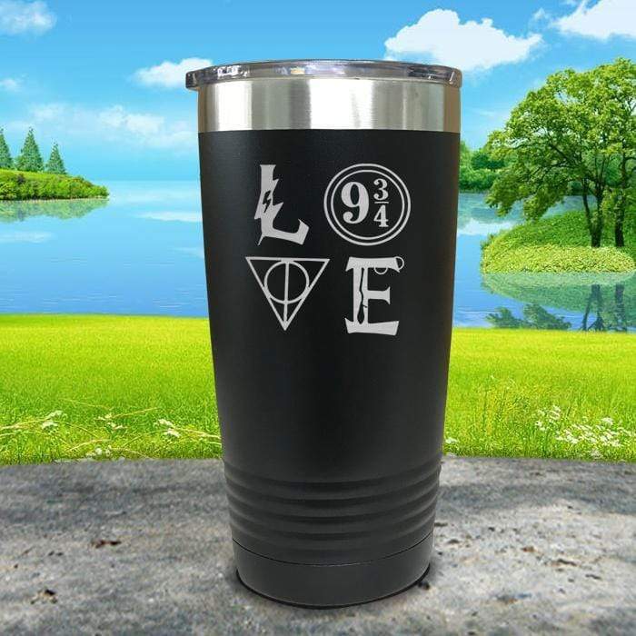 Love Wizard Magic Engraved Tumbler Tumbler ZLAZER 20oz Tumbler Black 