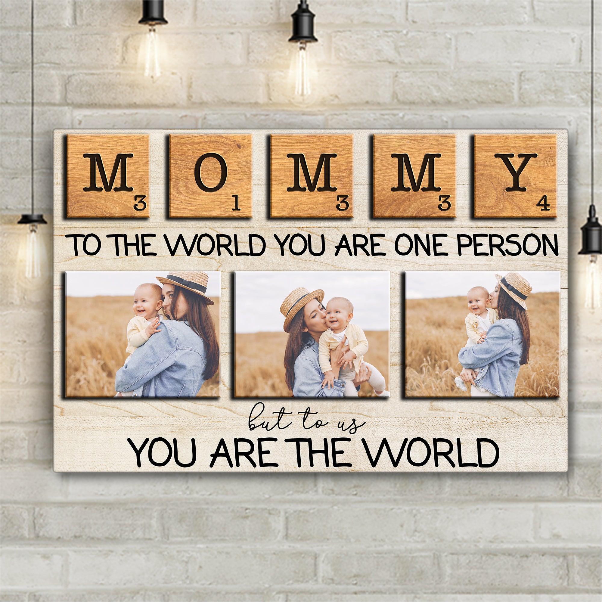 Mommy You Are The World Scrabble Premium Canvas