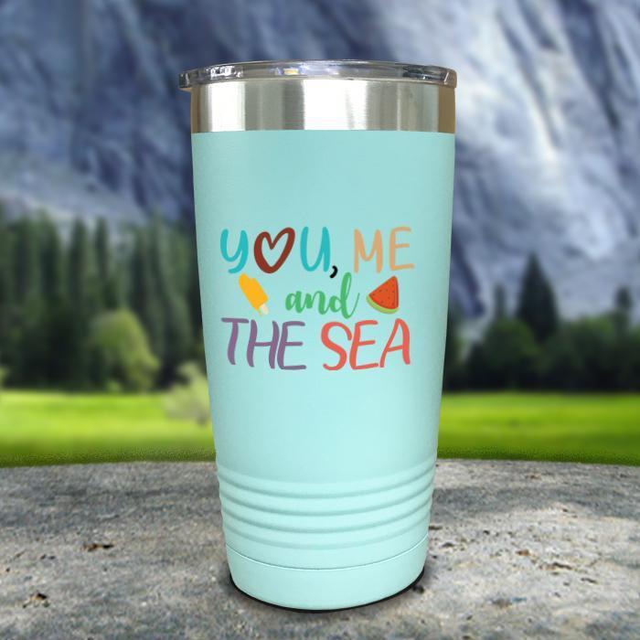 You Me and The Sea Color Printed Tumblers Tumbler ZLAZER 20oz Tumbler Mint 