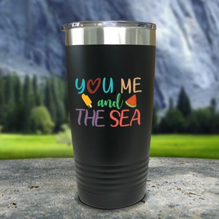 You Me and The Sea Color Printed Tumblers Tumbler ZLAZER 20oz Tumbler Black 