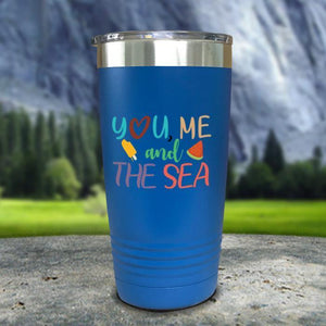 You Me and The Sea Color Printed Tumblers Tumbler Nocturnal Coatings 20oz Tumbler Blue 