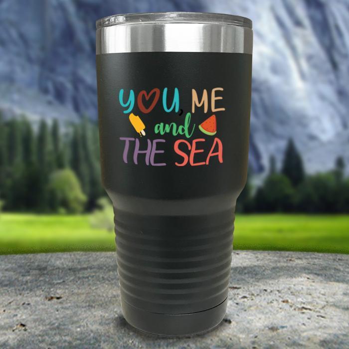 You Me and The Sea Color Printed Tumblers Tumbler ZLAZER 30oz Tumbler Black 