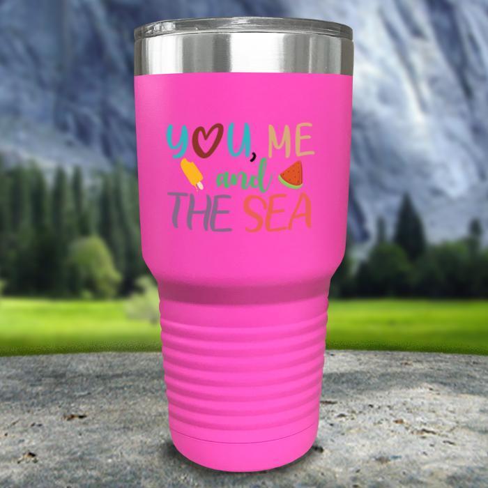 You Me and The Sea Color Printed Tumblers Tumbler ZLAZER 30oz Tumbler Pink 