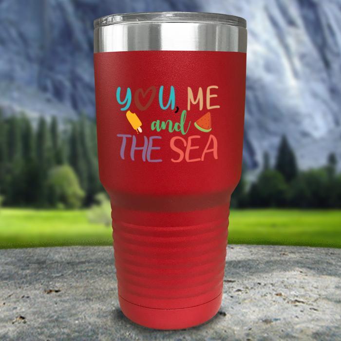 You Me and The Sea Color Printed Tumblers Tumbler ZLAZER 30oz Tumbler Red 