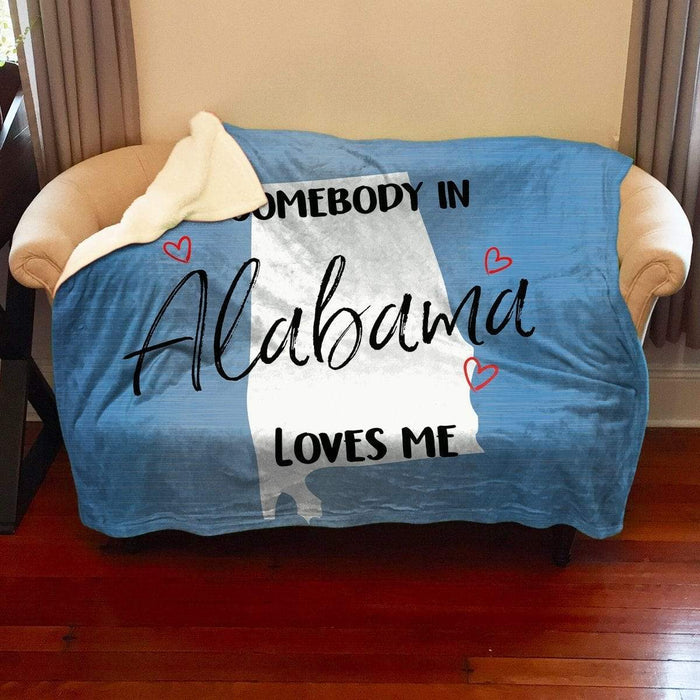 Somebody Loves Me (CUSTOM) Sherpa Blanket Blankets CustomCat Alabama 