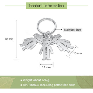 Engraving Stainless Steel 2-6 Dolls Keychain