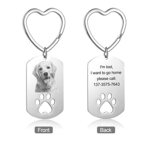 Personalized  Heart Shape Stainless Steel Photo Keychain