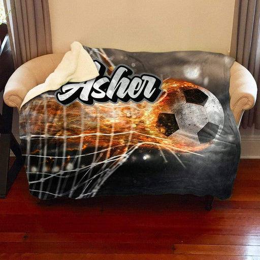 Soccer Fire Personalized Sherpa Blanket Blankets Lemons Are Blue 