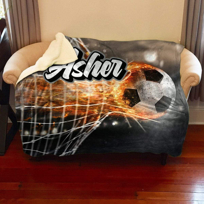 Soccer Fire Personalized Sherpa Blanket Blankets Lemons Are Blue 