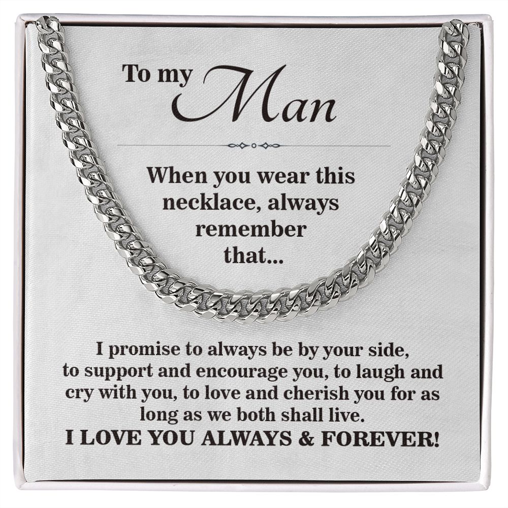 To My Man Promise Necklace, Perfect Valentine's Day Gift for Him