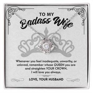 To My Bada$$ Wife Straighten Your Crown Premium Jewelry