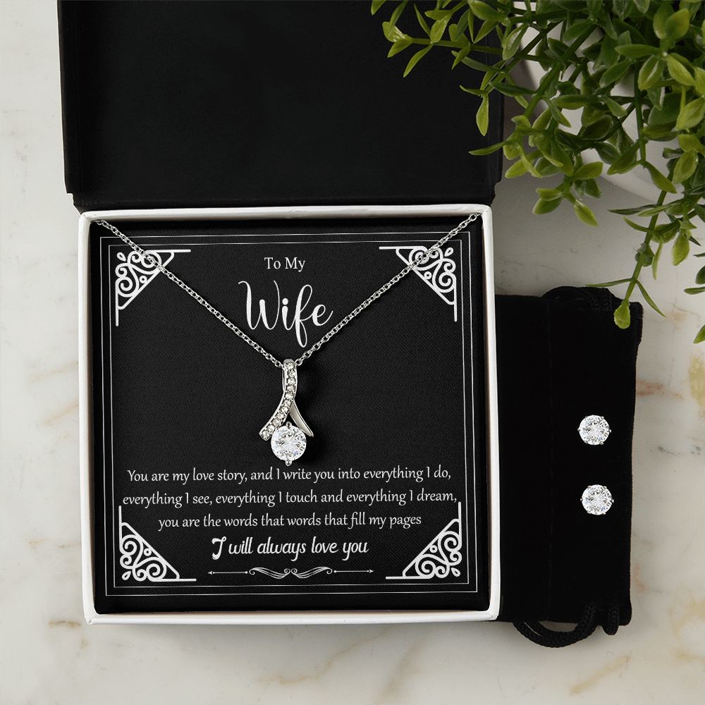 To My Wife - You Are My Love Story Premium Jewelry Set