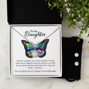 To my Daughter Butterfly Premium Necklace & Earring Set