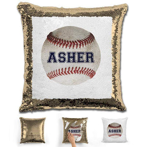 Baseball Personalized Magic Sequin Pillow Pillow GLAM Gold 