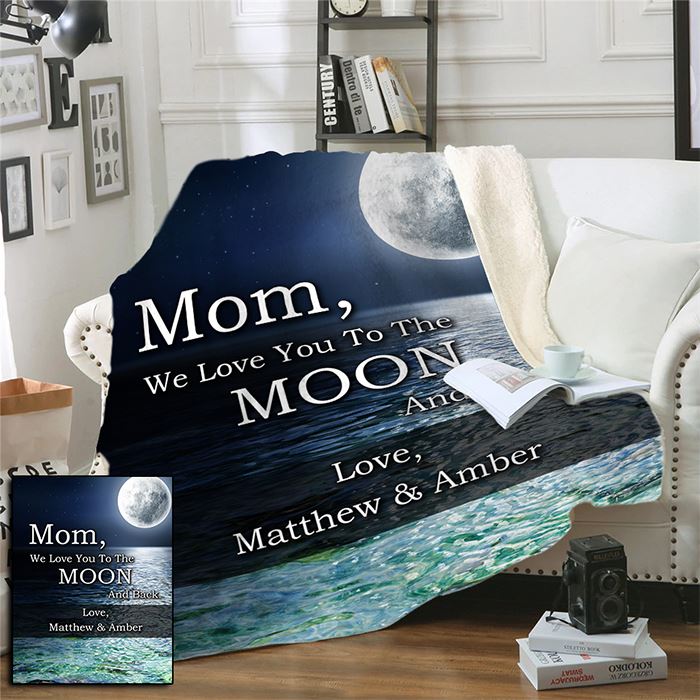 Mom & Grandparent Love You To The Moon And Back Personalized Blankets