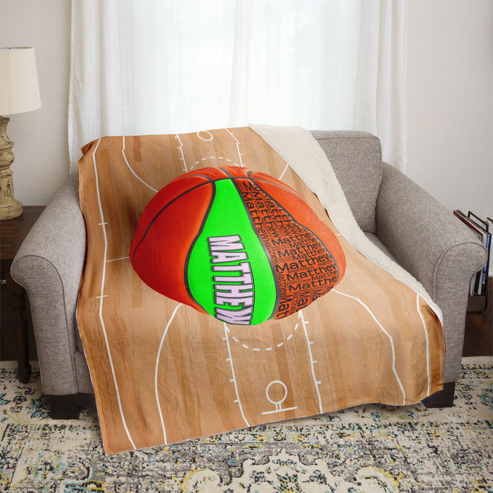 Basketball Custom Color Panel Personalized Blankets