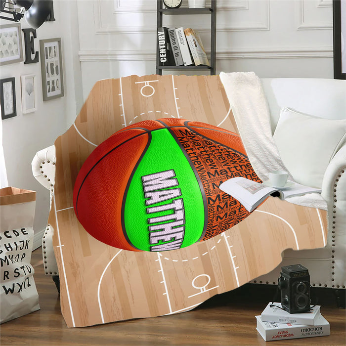 Basketball Custom Color Panel Personalized Blankets