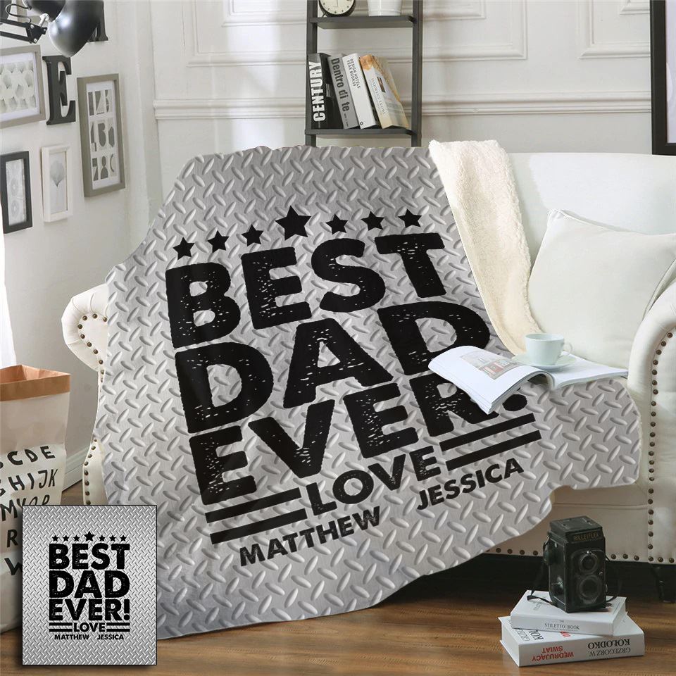 Best Dad Ever Personalized Diamond Plate Look Blankets
