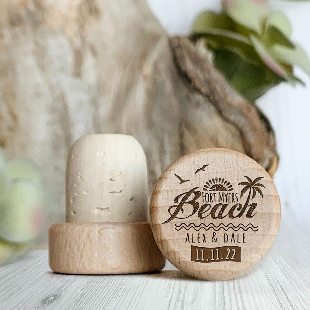 Personalized Wine Stopper Beach Wedding Favors — LemonsAreBlue, image size:1000x1000