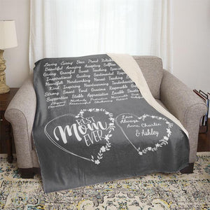 Best Mom Ever Words of Love Personalized Mom Throw Blankets