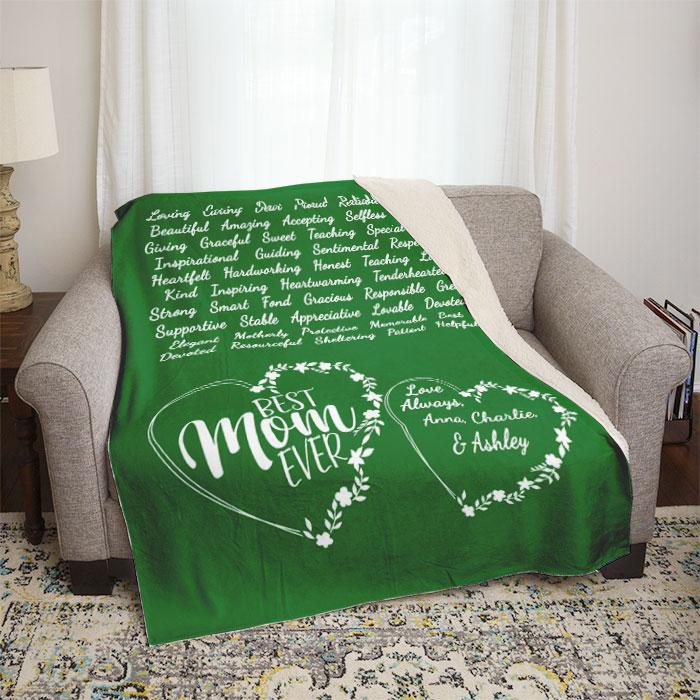 Best Mom Ever Words of Love Personalized Mom Throw Blankets