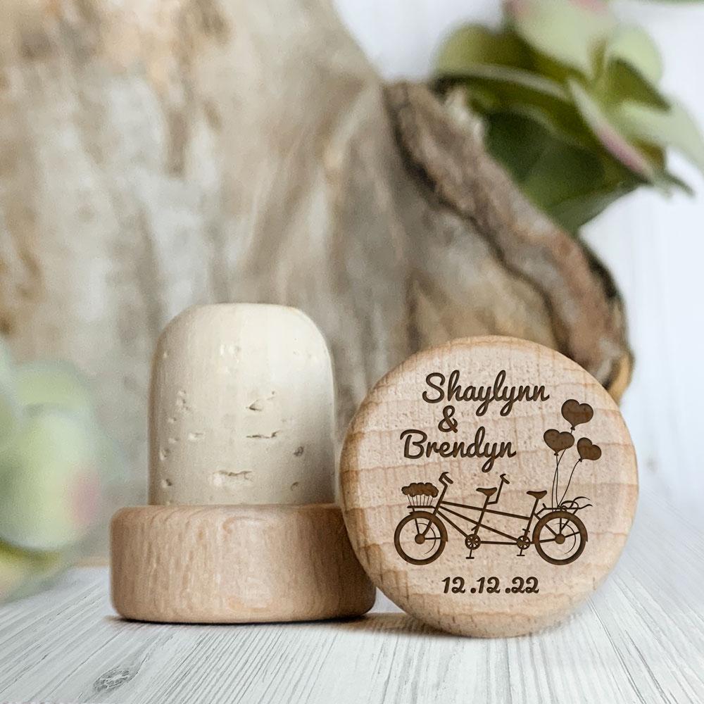 Personalized Wine Stopper Bicycle Wedding Favors