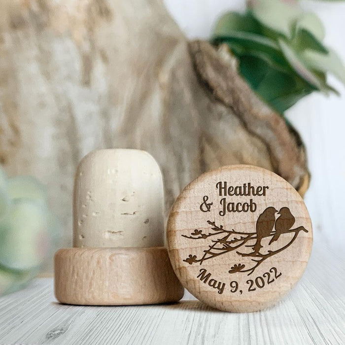 Personalized Wine Stopper Love Birds Wedding Favors