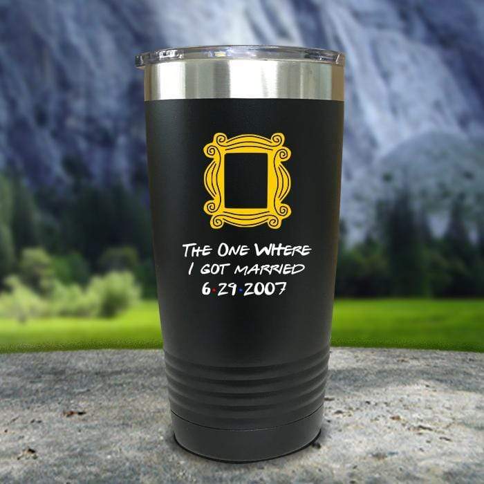 The One Where I Got Married Color Printed Tumblers Tumbler ZLAZER 20oz Tumbler Black 