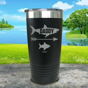 Daddy Shark (CUSTOM) With Child's Name Engraved Tumblers Tumbler Southland 20oz Tumbler Navy 