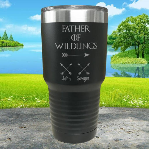 Father Of Wildlings (CUSTOM) With Child's Name Engraved Tumblers Tumbler ZLAZER 30oz Tumbler Black 