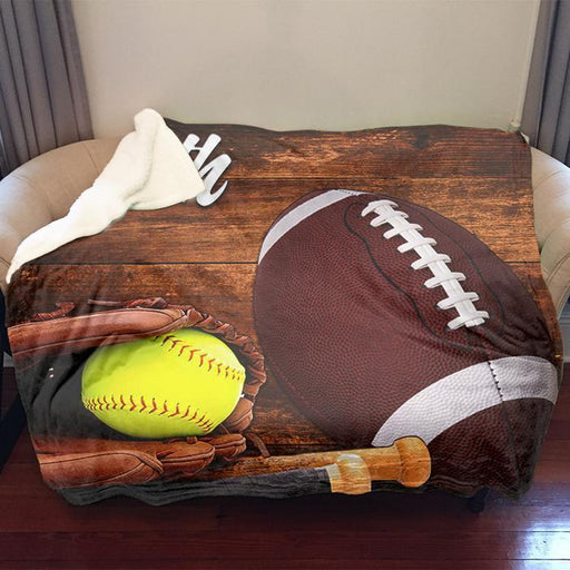 Softball Football Personalized Sherpa Blanket Blankets Lemons Are Blue 50"x60" 