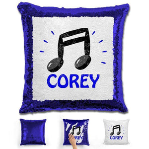 Music Note Personalized Magic Sequin Pillow Pillow GLAM Blue Blue 