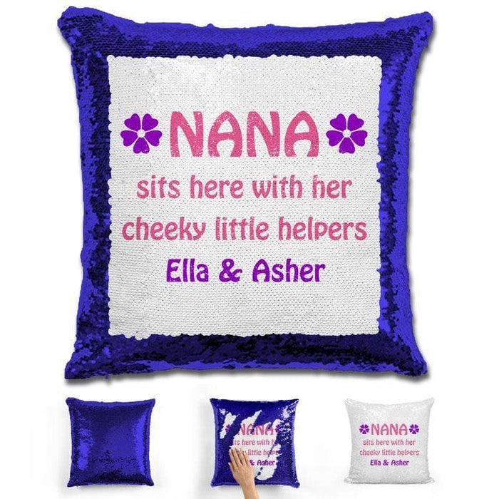 Grandma Personalized Magic Sequin Pillow Pillow GLAM Blue 